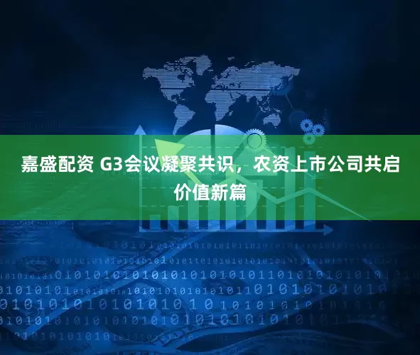嘉盛配资 G3会议凝聚共识，农资上市公司共启价值新篇